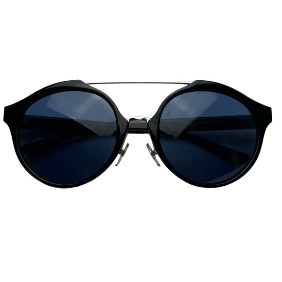 TORY BURCH Round Sunglasses Women’s Black / Blue Tinted Tortoiseshell Minimalist - Picture 2 of 8